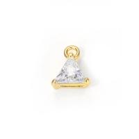 Cubic Zirconia Micro Pave Brass Pendant, Triangle, gold color plated, DIY & micro pave cubic zirconia Approx 1.5mm 