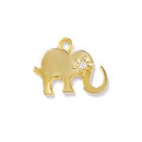 Cubic Zirconia Micro Pave Brass Pendant, Elephant, gold color plated, DIY & micro pave cubic zirconia Approx 1mm 