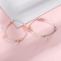 Zinc Alloy Pearl Bracelets, ABS Plastic Pearl, with Zinc Alloy, Cat, plated & for woman 150+50mm 