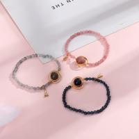 Gemstone Bracelets, Natural Stone, with Zinc Alloy, Round, plated & for woman 200mm 