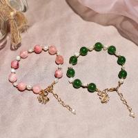 Gemstone Bracelets, Natural Stone, with Zinc Alloy, Swan, plated & for woman 200mm 