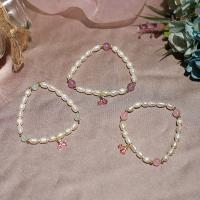 Zinc Alloy Pearl Bracelets, ABS Plastic Pearl, with Zinc Alloy, Fruit, plated & for woman 200mm 
