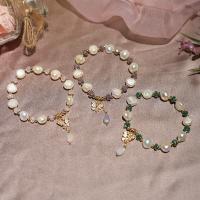 Zinc Alloy Pearl Bracelets, Natural Stone, with ABS Plastic Pearl & Zinc Alloy, Butterfly, plated & for woman 200mm 