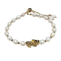 Zinc Alloy Pearl Bracelets, with ABS Plastic Pearl, Fabulous Wild Beast, plated & for woman 200mm 