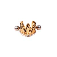 Edelstahl Brustpiercing Ring, Modeschmuck & für Frau & mit Strass, goldfarben, verkauft von PC