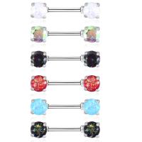 Stainless Steel Nipple Ring, with Cubic Zirconia & Brass, fashion jewelry & for woman 1.6mmx16mmx8mm 