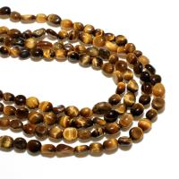 Tiger Eye Beads, Flat Round, natural, DIY, earth yellow, 6*8mm, Approx 