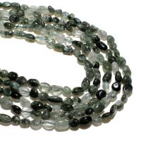 Rutilquarz Perlen, Rutilated Quarz, Ellipse, natürlich, DIY, dunkelgrüne Camouflage, 6*8mm, ca. 48PCs/Strang, verkauft von Strang
