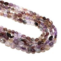Perles en Quartz de fantôme, Purple-Phantom-Quartz, naturel, DIY, couleurs mélangées, 6*8mm, Environ Vendu par brin