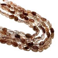 Rutilquarz Perlen, Rutilated Quarz, Ellipse, natürlich, DIY, gemischte Farben, verkauft von Strang