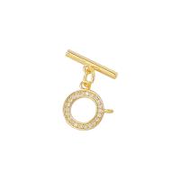 Brass Toggle Clasp, gold color plated, micro pave cubic zirconia Approx 1mm 