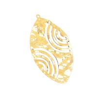 Латунный лист подвески, Латунь, Листок, плакирован золотом, отверстие отверстие:Приблизительно 1mm, продается PC