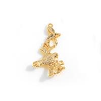 Латунные Подвески в форме животного, Латунь, Птица, плакирован золотом, DIY отверстие:Приблизительно 0.8mm, продается PC