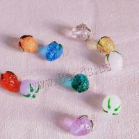 Handgefertigte Lampwork Perlen, Erdbeere, plattiert, unterschiedliche Farbe und Muster für die Wahl & DIY, keine, 13-15mm, verkauft von PC