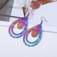 Stainless Steel Drop Earring, Teardrop, plated, for woman & hollow 65*42mm 