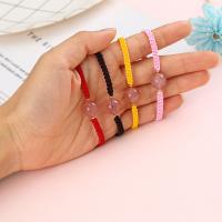 Quartz Bracelets, Strawberry Quartz, with Zinc Alloy, Round, plated, Length Adjustable & woven pattern & for woman 200mm 