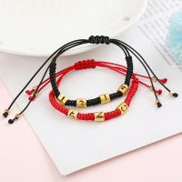 Fashion Create Wax Cord Bracelets, Zinc Alloy, with Wax Cord, Round, plated, Length Adjustable & woven pattern & for woman 200mm 