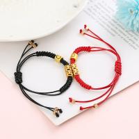 Fashion Create Wax Cord Bracelets, Zinc Alloy, with Korean Waxed Cord, Geometrical Pattern, plated, Length Adjustable & woven pattern & for woman 200mm 