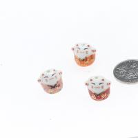Tierische Porzellan Perlen, Katze, plattiert, unterschiedliche Farbe und Muster für die Wahl & DIY, keine, 11*13.5*14.5mm, 10PCs/Tasche, verkauft von Tasche