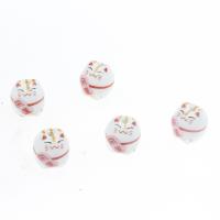 Animal Porcelain Beads, Fortune Cat, plated, DIY 14.5*15*16mm 