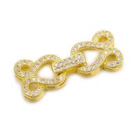 Brass Fold Over Clasp, plated, micro pave cubic zirconia 