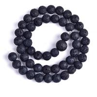 Natürliche Lava Perlen, rund, DIY & verschiedene Größen vorhanden & satiniert, keine, 6-12mm, verkauft von Strang