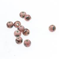 Kunstdruck Porzellan Perlen, rund, plattiert, DIY, keine, 10*9mm, Bohrung:ca. 2.5mm, 10PCs/Tasche, verkauft von Tasche