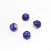 Kunstdruck Porzellan Perlen, rund, plattiert, DIY, keine, 13*12.5mm, Bohrung:ca. 2mm, 10PCs/Tasche, verkauft von Tasche