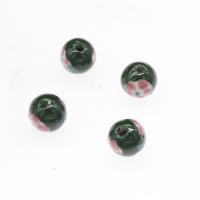 Kunstdruck Porzellan Perlen, rund, plattiert, DIY, keine, 12.5*12mm, Bohrung:ca. 2mm, 10PCs/Tasche, verkauft von Tasche