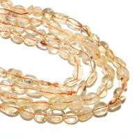Citrin Naturperlen, Gelbquarz Perlen, Ellipse, natürlich, DIY, gelb, 8-10mm, ca. 36PCs/Strang, verkauft von Strang