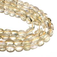 Versilberte Einzelader Murano Europa Perlen, Zitronenquarz, Ellipse, natürlich, DIY, klar, 10*12mm, ca. 19PCs/Strang, verkauft von Strang