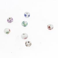 Kunstdruck Porzellan Perlen, rund, plattiert, DIY, keine, 11*12mm, Bohrung:ca. 1mm, 10PCs/Tasche, verkauft von Tasche