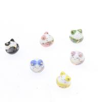 Tierische Porzellan Perlen, Vermögen-Katze, plattiert, DIY, keine, 12*18*11.5mm, Bohrung:ca. 2.5mm, 10PCs/Tasche, verkauft von Tasche