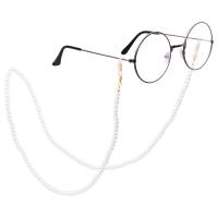 Zinc Alloy Glasses Chain, with Plastic Pearl, durable, white .56 Inch 