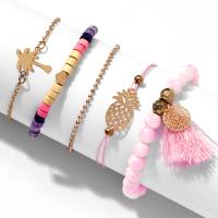 Zinc Alloy Bracelet Set, plated, 5 pieces & for woman, pink 