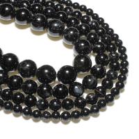 Natural Tourmaline Beads, Schorl, Round, DIY, black 