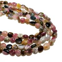 Natürlicher Turmalin Perlen, Ellipse, DIY, gemischte Farben, 8-10mm, ca. 36PCs/Strang, verkauft von Strang
