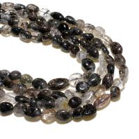 Rutilated Quartz Beads, Black Rutilated Quartz, Ellipse, natural, DIY, mixed colors, 8-10mm, Approx 