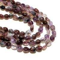 Perles en Quartz de fantôme, Purple-Phantom-Quartz, ellipse, naturel, DIY, couleurs mélangées, 6-8mm, Environ Vendu par brin