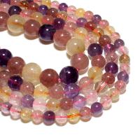 Perles nature de couleur Mix, Super-7, Rond, naturel, DIY, couleurs mélangées, Vendu par brin