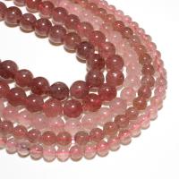 Strawberry Quartz Beads, Round, natural, DIY, pink 