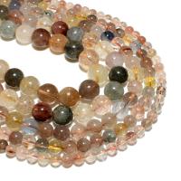 Rutilquarz Perlen, Rutilated Quarz, rund, natürlich, DIY, farbenfroh, verkauft von Strang