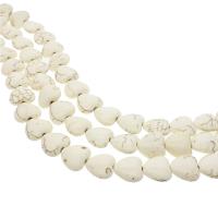 Perles en Turquoise naturelle, turquoise synthétique, coeur, poli, DIY, blanc, 18*18mm, Vendu par brin