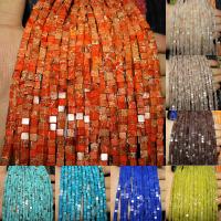 Gemischte Edelstein Perlen, Naturstein, Würfel, poliert, unterschiedliche Farbe und Muster für die Wahl & DIY, keine, 4*4mm, verkauft von Strang