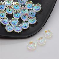 Resin Bead Cap, with Plastic, Flower, plated, imitation shell 8mm 
