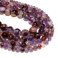 Perles en Quartz de fantôme, Purple-Phantom-Quartz, Rond, naturel, DIY, violet, Vendu par brin