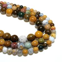 Perles de pierre gemme unique, Jaspe d'océan, Rond, naturel, DIY, couleurs mélangées, Vendu par brin