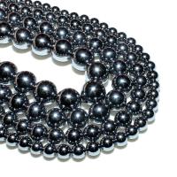 Perles de pierre gemme unique, Pierre Térahertz, Rond, naturel, DIY, noire, Vendu par brin