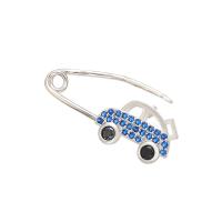 Safety Pin, Brass, Car, plated, micro pave cubic zirconia & for woman 