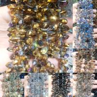 Gemischte Farbe Quarz Perlen, Natürlicher Quarz, Tropfen, poliert, unterschiedliche Farbe und Muster für die Wahl & DIY & facettierte, keine, 6*12mm, verkauft von Strang